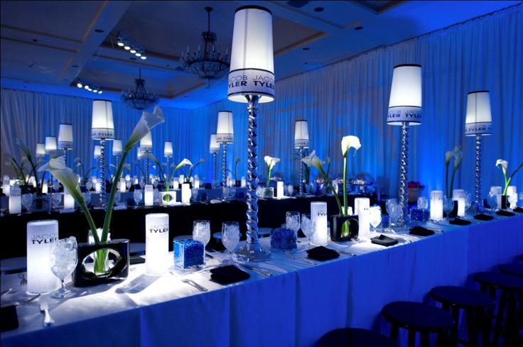 blue bar mitzvah susan beard design evantine design floral and event production