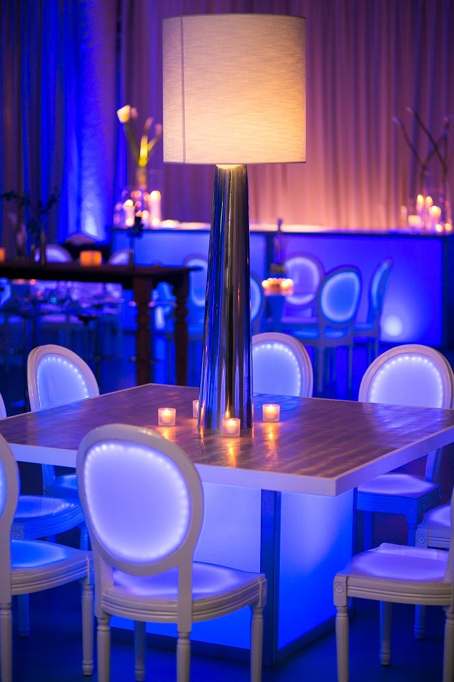 modern white lounge mitzvah with raw wood blue lighting evantine designn moulin loft space philadelphia 9