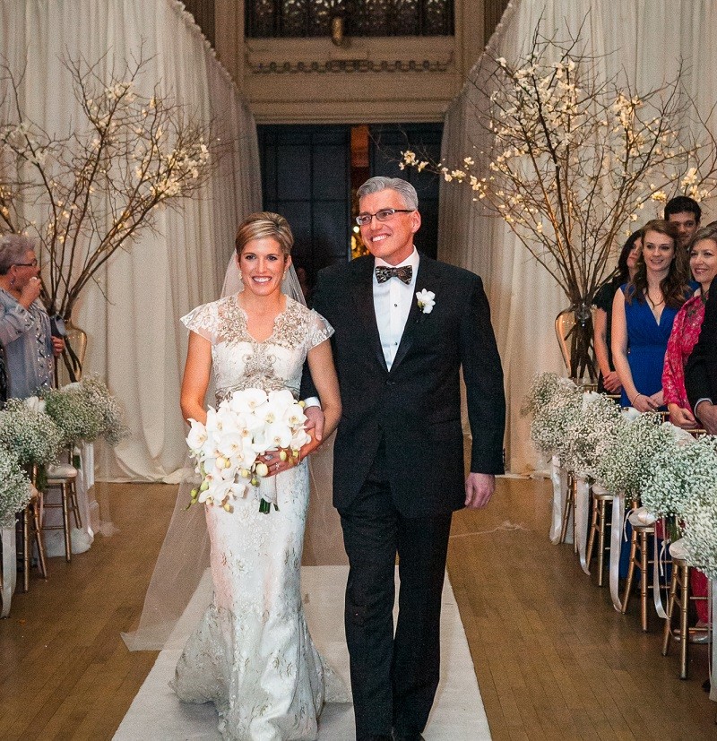 Bride and Her Father Walking Down the Aisle Hotel DuPont Weddings Planned by Brian Kappra Evantine Design