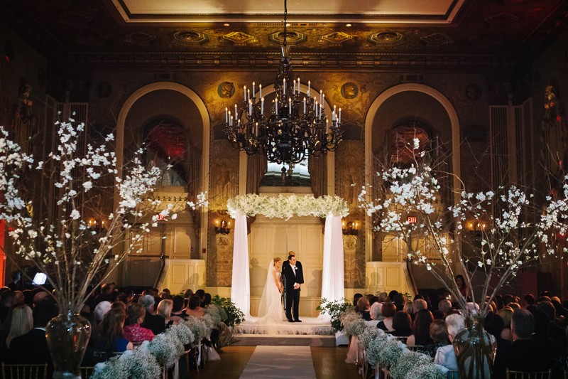 hotel dupont winter wedding evantine design wedding planner gold and red wedding design jewish weddings chuppahs babys breath