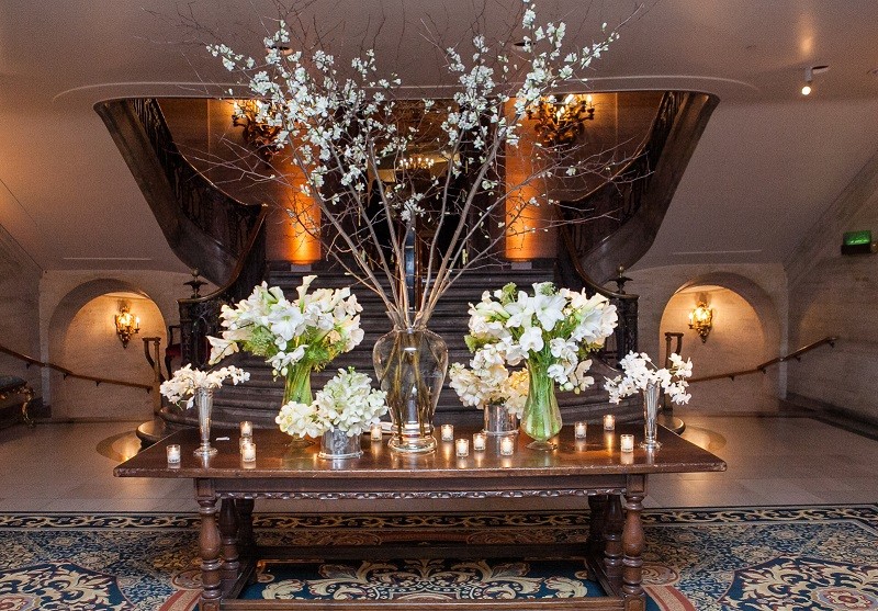 traditional wedding entrance table arrangements evantine design floral designer delaware weddings