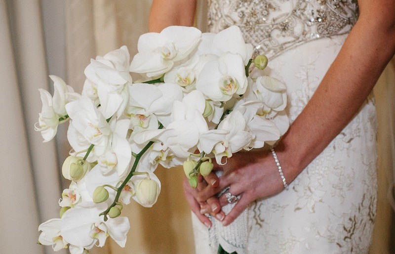 white orchid bridal bouquets winter wedding inspiration evantine design floral design philly wedding