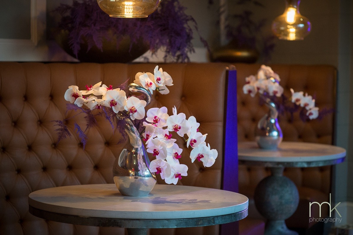 orchids banquette seating party design for bat mitzvahs