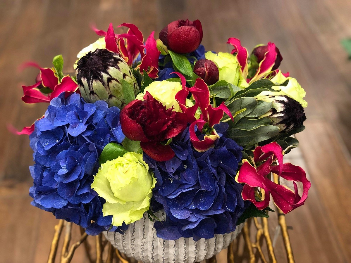 Gloriosa Lilies, Florists Philadelphia, Blue Hydrangea